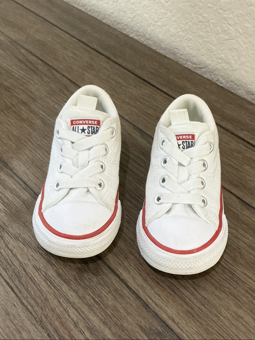Converse Kids White Canvas Sneakers with Red Accent